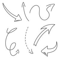 Black and white set of vector icons with various arrows and pointers. Direction, path, show, forward