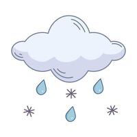 Colored vector icon on the theme of weather with a cloud of snow and rain