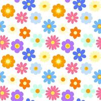 seamless pattern with groovy flowers vector