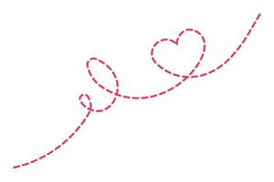 san valentin día ilustración de corazón con punteado línea vector