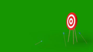 3D Business failure concept. green screen chroma key Efficiency and accuracy concept. Lots arrows missed hitting target mark and only one hits the center. video