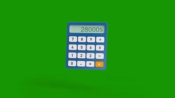 3D Calculator icon animation on green screen. Calculator animation with key color. Chroma key video