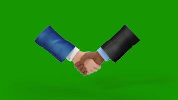 3D Handshake of Business Partners on Green Screen Background chroma key video