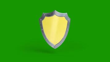 3D animation of Shield icon on green screen, isolated on green background chroma key video