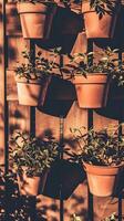 AI generated A Row of Potted Plants Sitting Next to Each Other. Generative AI. photo