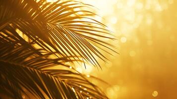 AI generated Close-Up of Palm Tree With Sun in Background. Generative AI. photo