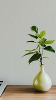 AI generated White Vase With Green Plant. Generative AI. Generative AI. photo