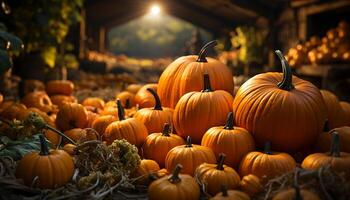 ai generado otoño cosecha calabaza, calabaza, squash naturaleza vistoso decoración generado por ai foto