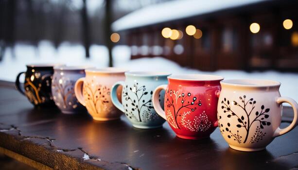 ai generado de madera café jarra en mesa con cerámica florero decoración generado por ai foto