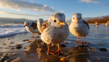 AI generated Seagull flying over the coastline, enjoying the freedom of summer generated by AI photo