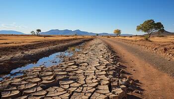 AI generated Arid climate, extreme terrain, dusty mountains, beautiful nature journey generated by AI photo