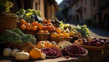 AI generated Fresh autumn harvest pumpkin, fruit, vegetable, healthy eating, abundance generated by AI photo