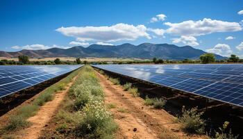 AI generated Solar power station generates clean electricity for sustainable development generated by AI photo