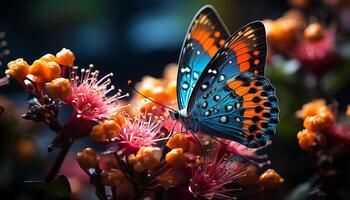 ai generado vibrante mariposa ala vitrinas naturaleza belleza en multi de colores elegancia generado por ai foto