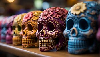 AI generated Mexican culture celebrates Day of the Dead with spooky souvenirs generated by AI photo