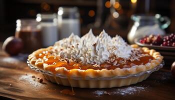 AI generated Homemade sweet pie, baked with fresh fruit, a gourmet delight generated by AI photo