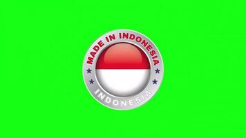 hecho en Indonesia sello etiqueta verde pantalla antecedentes video