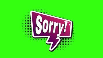 Sorry chat dialogue Speech bubble Green Screen Background video