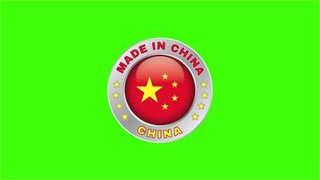 Made In China Stamp label Green Screen Background video