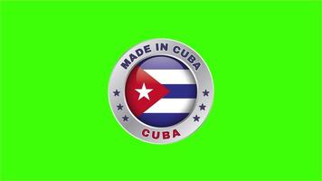 Made in Cuba Stamp label Green Screen Background video