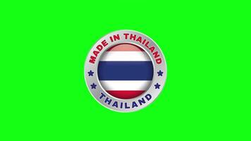 Made In Thailand Stamp label Green Screen Background video