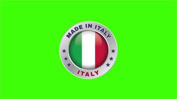 gemacht im Italien Briefmarke Etikette Grün Bildschirm Hintergrund video