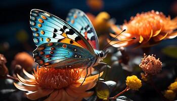 AI generated Vibrant butterfly wing showcases nature elegance and beauty generated by AI photo