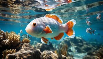 AI generated The vibrant underwater beauty fish, coral, and aquatic animals generated by AI photo
