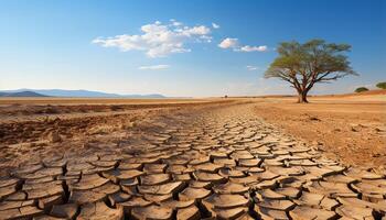 ai generado árido clima, calor, y sequía erosionar naturaleza belleza en África generado por ai foto