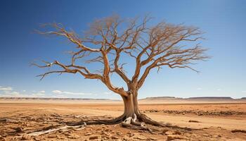 AI generated Arid savannah, remote and dusty, showcases nature beauty generated by AI photo