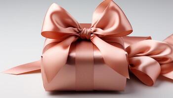 AI generated A shiny gift box wrapped in elegant satin ribbon generated by AI photo