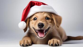 AI generated Cute puppy in costume celebrates winter with joy and fun generated by AI photo