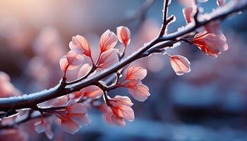 AI generated The cherry blossom tree blooms, showcasing nature vibrant beauty generated by AI photo