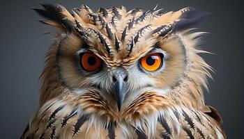 AI generated Majestic eagle owl staring, sharp eye, cute and majestic generated by AI photo