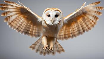 AI generated Bird of prey flying with spread wings, close up of beak generated by AI photo