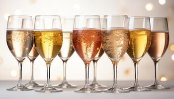 ai generado champán celebracion, alcohol en vaso, fiesta con burbujas generado por ai foto