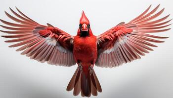 ai generado un vibrante guacamayo volador libremente en el tropical azul cielo generado por ai foto