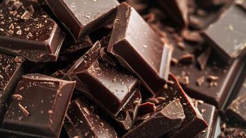 AI generated Milk chocolate pieces form a delectable texture with delightful drops. Irresistible, Ai Generated. photo