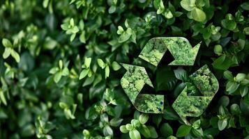 ai generado reciclaje concepto en vibrante verde, simbolizando Respetuoso del medio ambiente practicas para un sostenible futuro, ai generado. foto