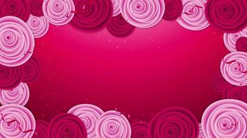 Pink Rose Frame with a Red Background Animation video