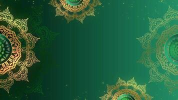 Mandala Islamic Alpona Animation Golden pattern on a green background video