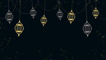 Ramadan Islamic Eid Gold and Black Lanterns Hanging video