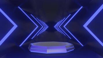 zwart en blauw neon luxe modern podium voetstuk Product Scherm en rood doos achtergrond 3d renderen video