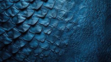 AI generated Rich blue leather textured with the allure of reptilian scales, evoking serpentine elegance, Ai Generated. photo