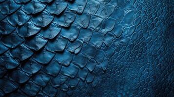 AI generated Rich blue leather textured with the allure of reptilian scales, evoking serpentine elegance, Ai Generated. photo