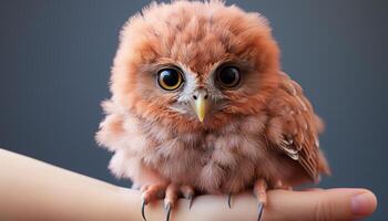 AI generated Cute hawk perching, staring with one eye, fluffy feather generated by AI photo