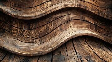 AI generated gracefully curved wooden backdrop. Ai Generated. photo