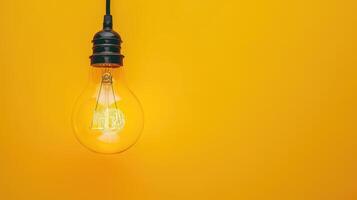 AI generated Vintage and fashionable Edison lamp showcased against a bright yellow background, Ai Generated. photo