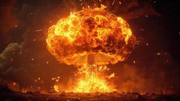 AI generated High-res illustration of powerful mushroom-shaped explosion. Intense and detailed, Ai Generated. photo