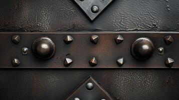 AI generated Robust steel plate adorned with rivets for industrial durability. Ai Generated photo